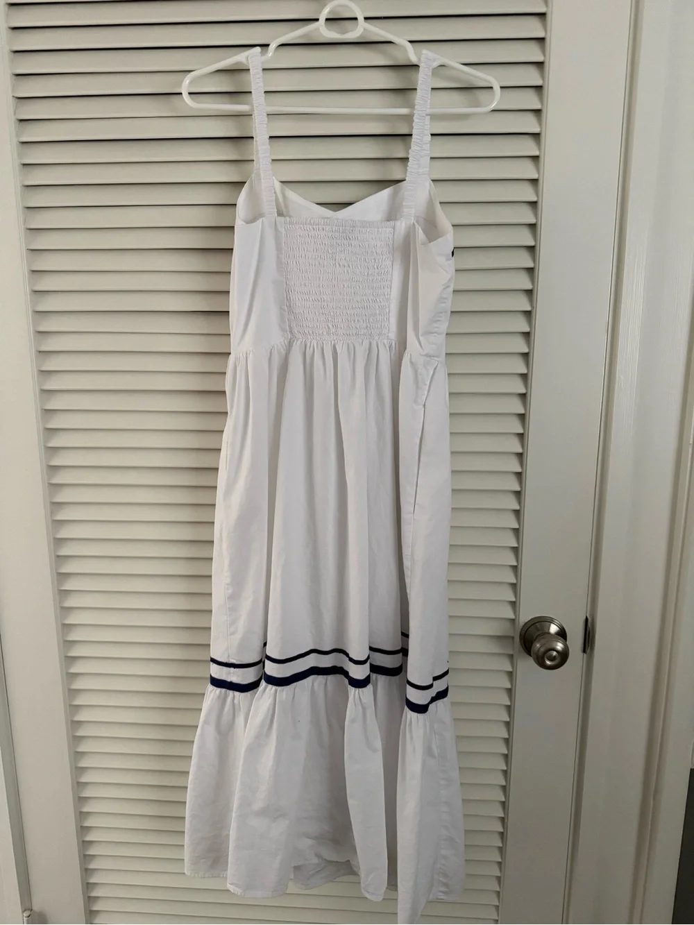 J. Crew White Midi Sundress with Navy Trim❗️